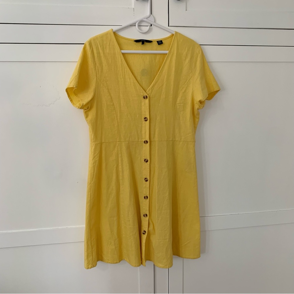 Vera Moda Linen Yellow Milo Button Dress Size XL